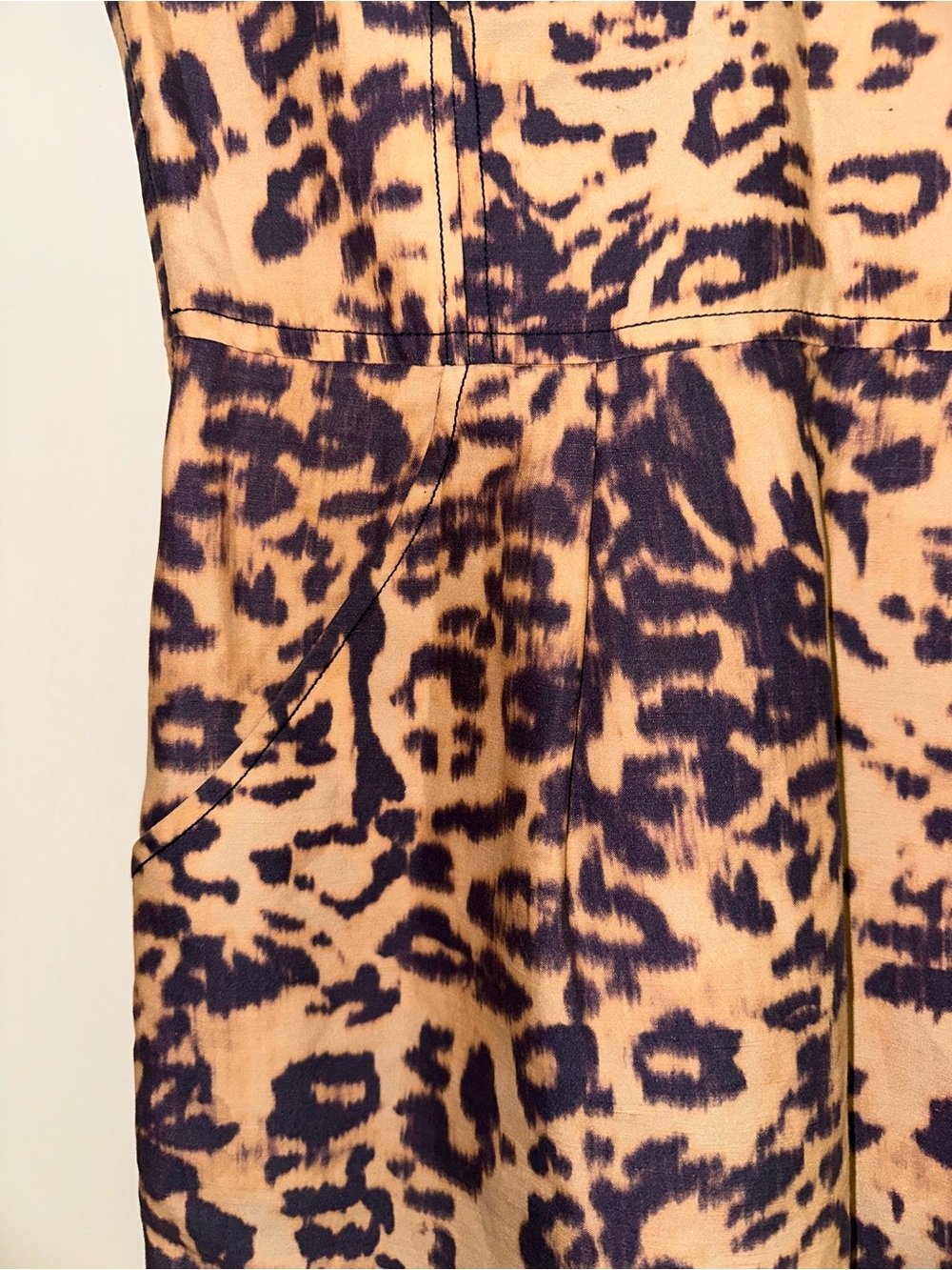 ANIMALE BRASIL Leopard Print V-Neck Bodycon Dress - Tan & Dark Brown M - Picture 14 of 15